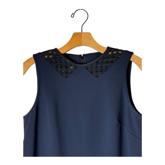 Anthropologie 4C Dress Women 6 Navy Blue Black Lace Detail A Line‎ Shift Mini - Picture 3 of 12